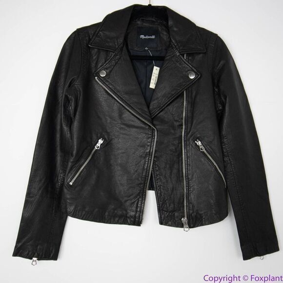 NEW Madewell washed Leather Motorcycle Jacket, size M - Picture 12 of 16